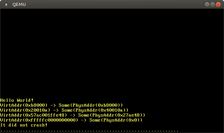 0xb8000 -> 0xb8000, 0x20010a -> 0x40010a, 0x57ac001ffe48 -> 0x27be48, 0xfffffc0000000000 -> 0x0