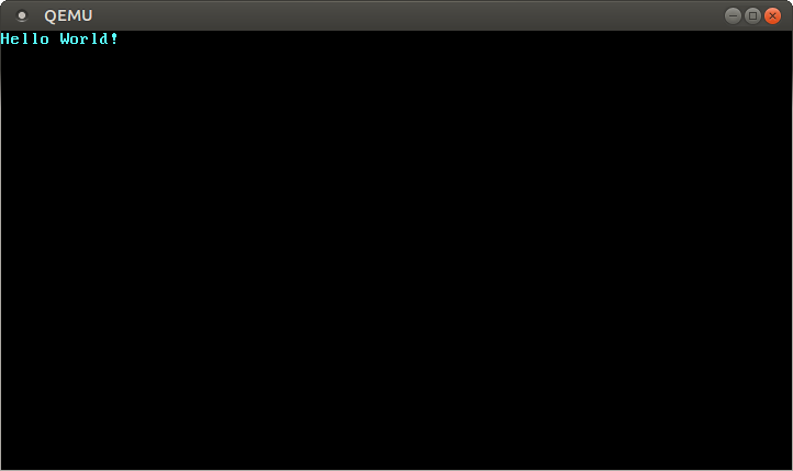 QEMU showing "Hello World!"