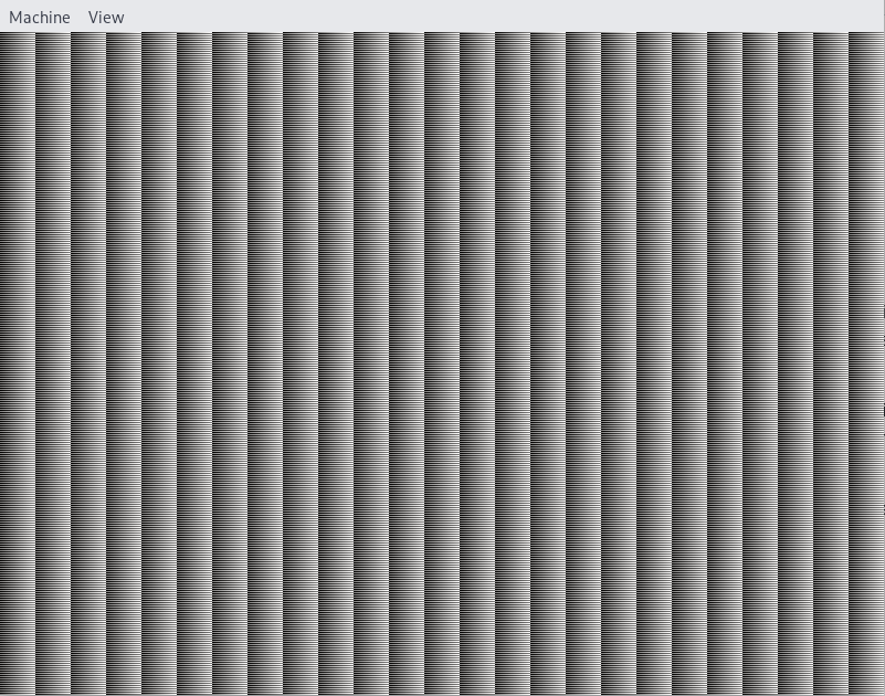 QEMU showing repeating gradient columns